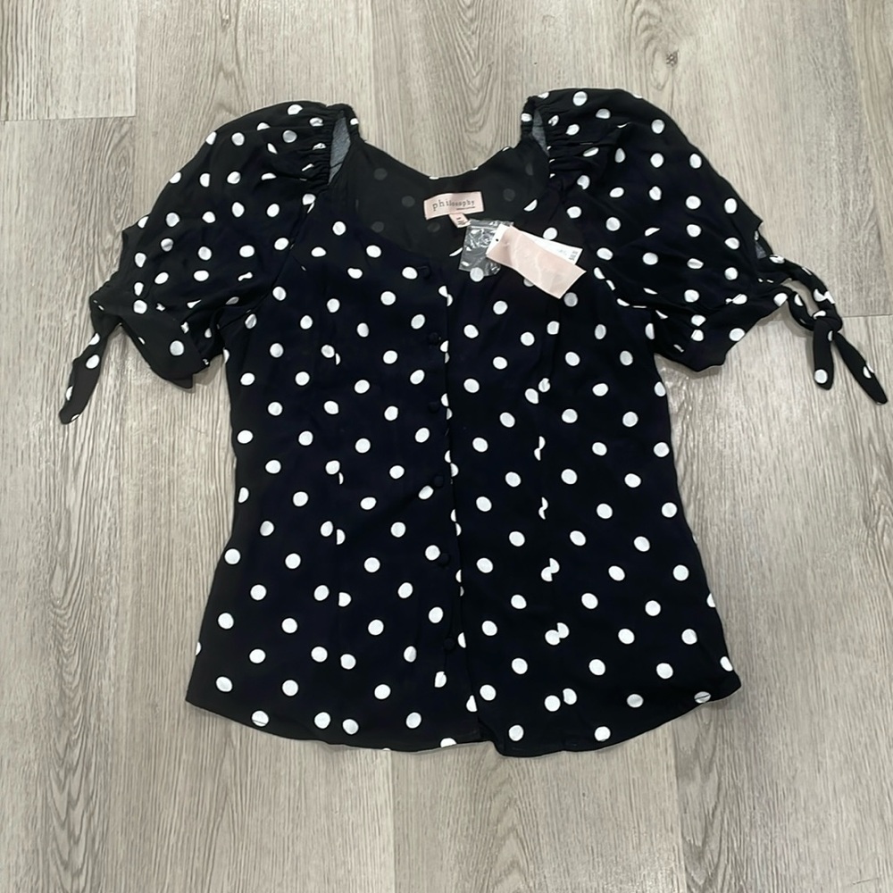 Philosophy Black and White Polka Dot Top